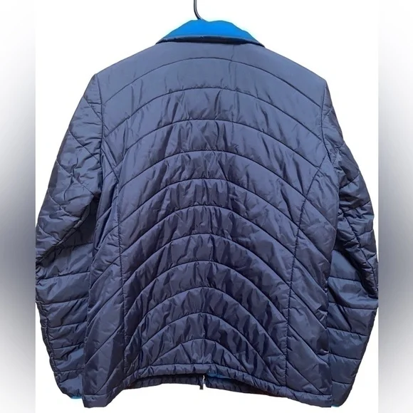 Lands End S(6-8) black with blue trim puffer coat - Picture 3 of 5